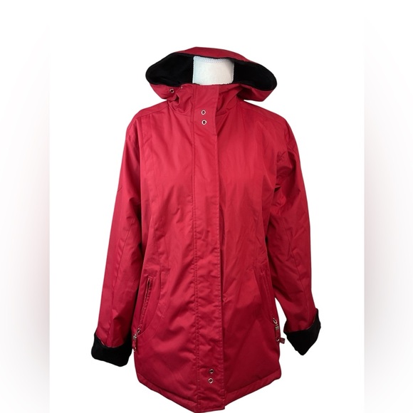 Free Country Jackets & Blazers - Women’s Red/Black Hooded Reversible Waterproof Anorak Jacket M